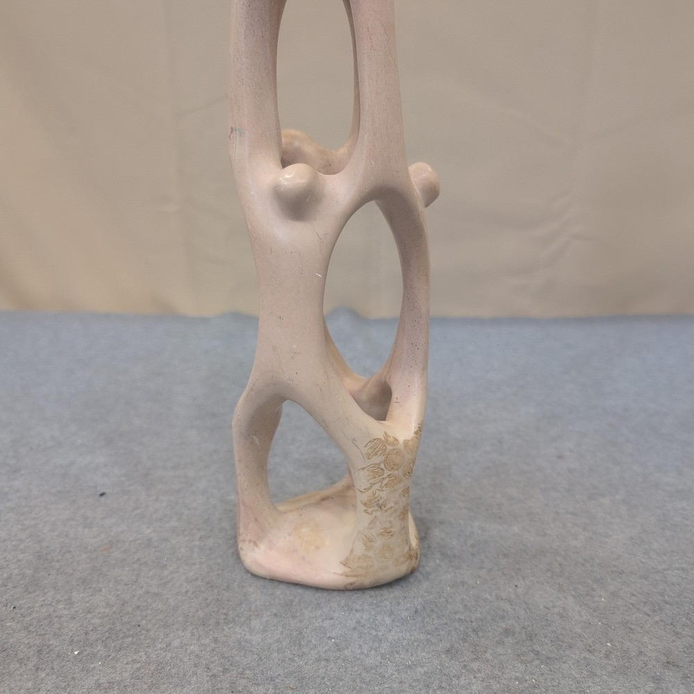 Hand Carved Kenyan Soapstone Abstract Family Sculpture Pink Tan - Picture 6 of 9